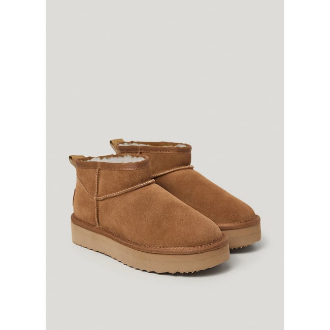 Bottines fourrées en cuir DISS YOUNG camel <span itemprop=