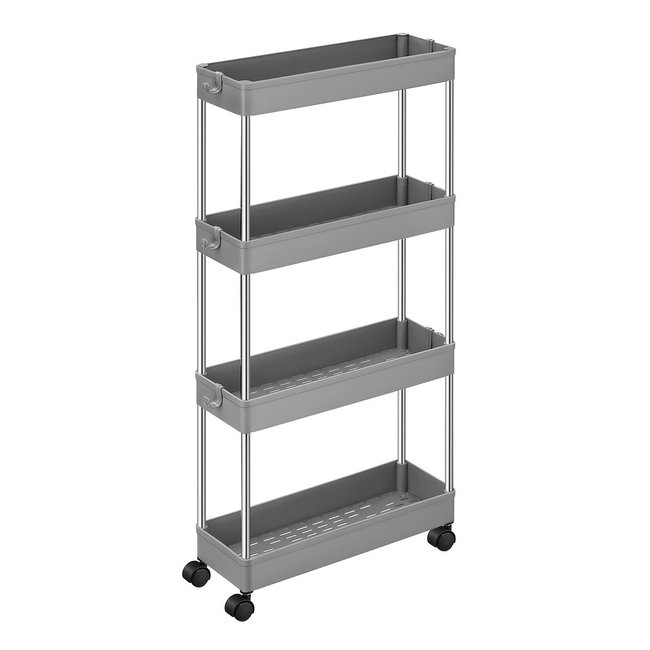 Desserte à roulettes à 4 étages - H88 cm Couleur gris <span itemprop=