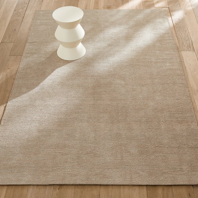 Tapis tissé main, coton et jute, Yesit Couleur grège <span itemprop=