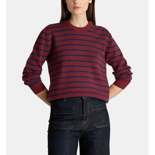 Pull cabourg en coton biologique bordeaux <span itemprop=