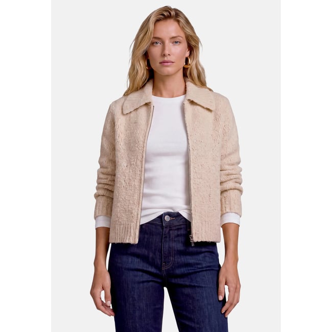 Cardigan en maille à fermeture zippée french oak <span itemprop=