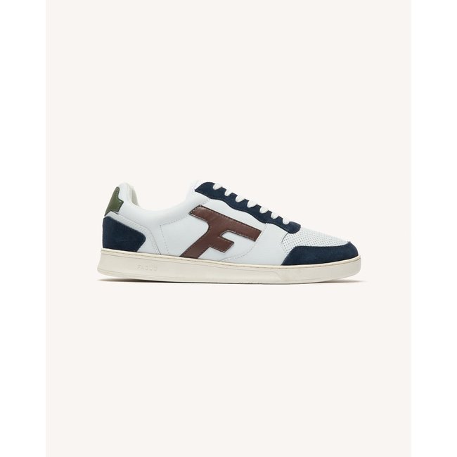 Baskets basses cuir suede HAZEL HAZEL blanc et bleu marine <span itemprop=