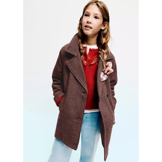 Manteau pied-de-coq marron <span itemprop=