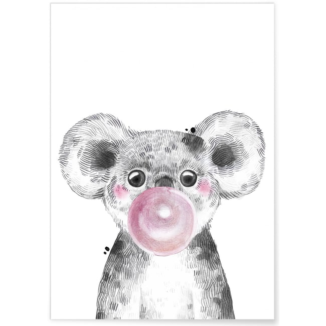 Affiche 'Bulle de Koala Rose' Couleur blanc <span itemprop=