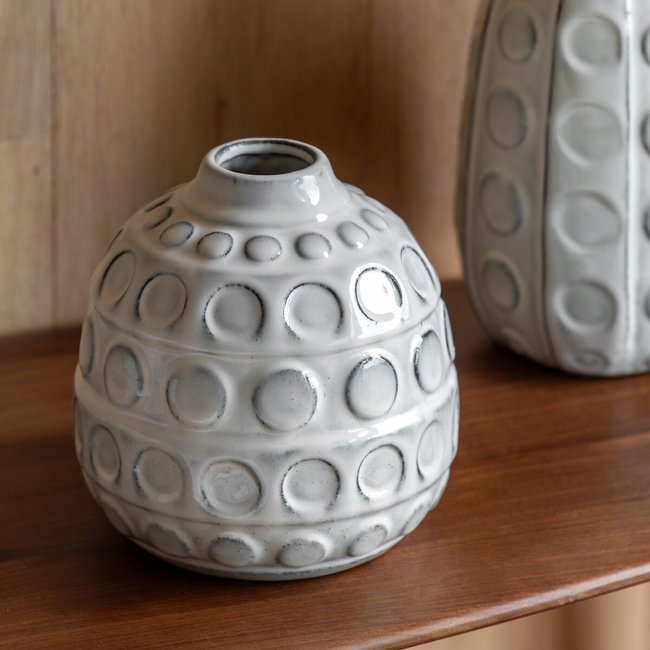 Kusama 18cm Dotted Ceramic Vase, grey, SO'HOME