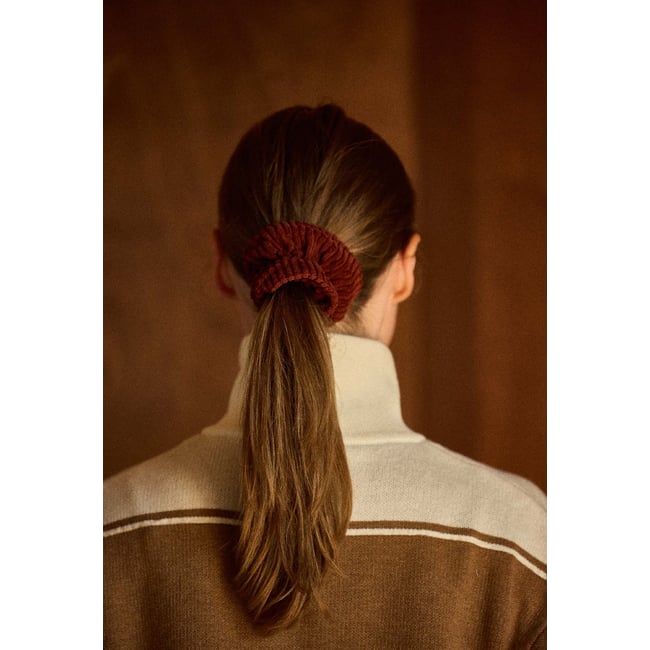 Chouchou XL en velours, CAMEL - GABRIELLE PARIS