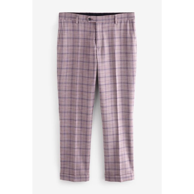 Pantalon de costume slim à carreaux et s rose <span itemprop=