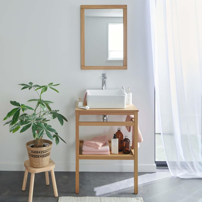Meuble simple vasque chêne HOPP Couleur bois <span itemprop=