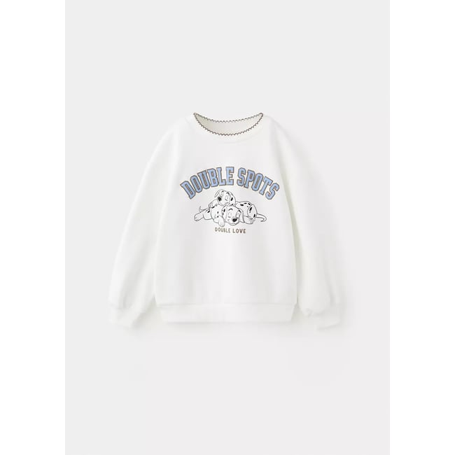 Sweat-shirt en coton 101 Dalmatiens blanc cassé <span itemprop=