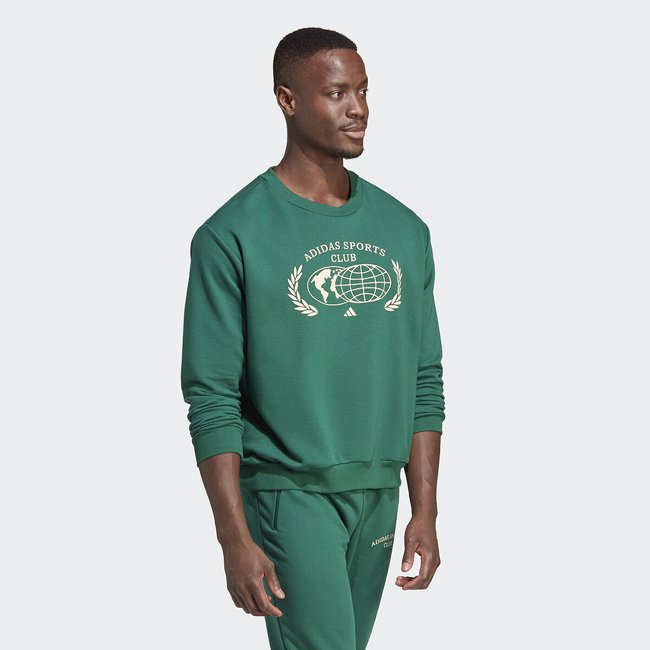 Sports club printed sweatshirt in cotton mix green Adidas Performance La Redoute