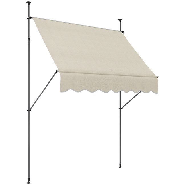 Store banne autoportant manuel inclinable rétractable 2 x 1,2 m aucun perçage sable beige <span itemprop=