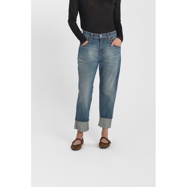 Jeans loose, large 400/60 girlfriend , 7/8ème blue <span itemprop=