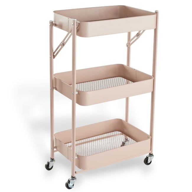 Desserte à roulettes sur 3 niveaux métal EQUIPMENT Couleur rose <span itemprop=