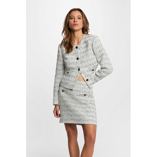 Veste droite col rond ivoire <span itemprop=