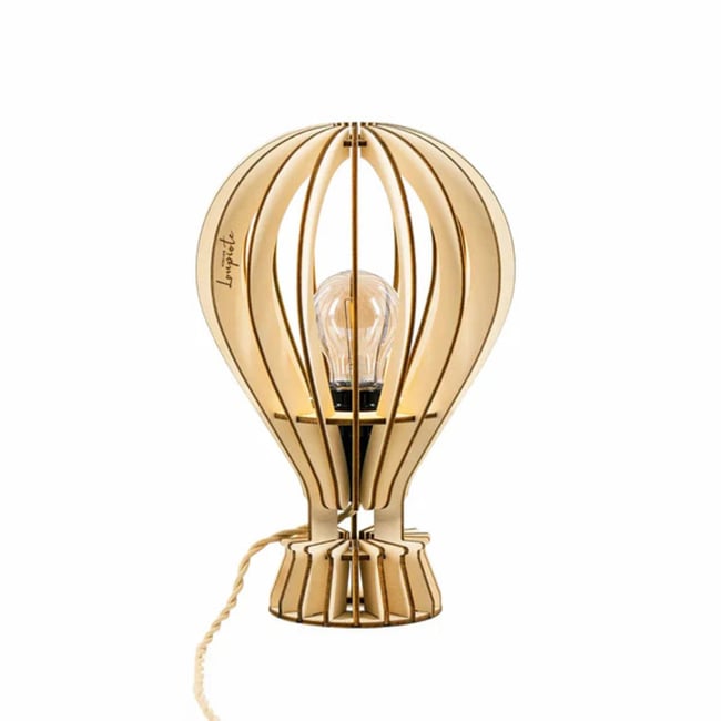 Lampe de table en bois de peuplier ARCHIMEDE Couleur bois clair <span itemprop=