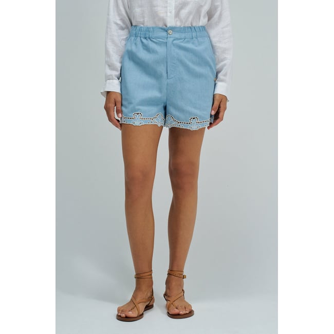 SHORTS AVEC BRODERIES bleu turquoise <span itemprop=