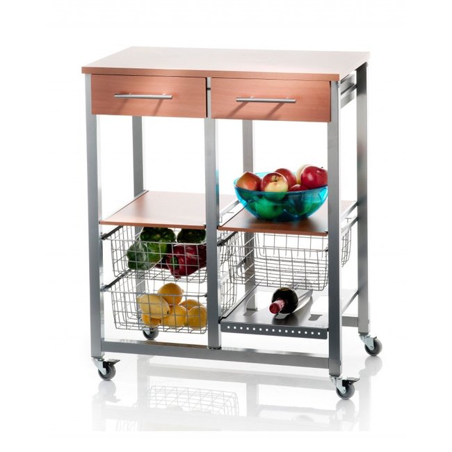 Desserte de cuisine, chariot rangement cuisine OSLO Couleur bois clair <span itemprop=