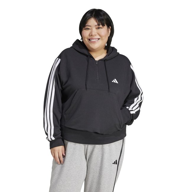 Zip-Up Hoodie, Essentials 3-Stripes (Large), black, ADIDAS SPORTSWEAR