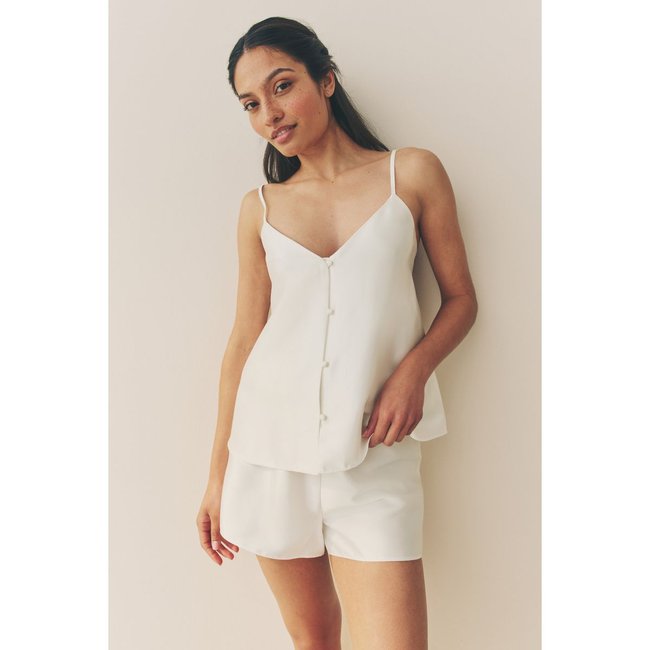 Pyjama short et caraco, ensemble ivoire <span itemprop=