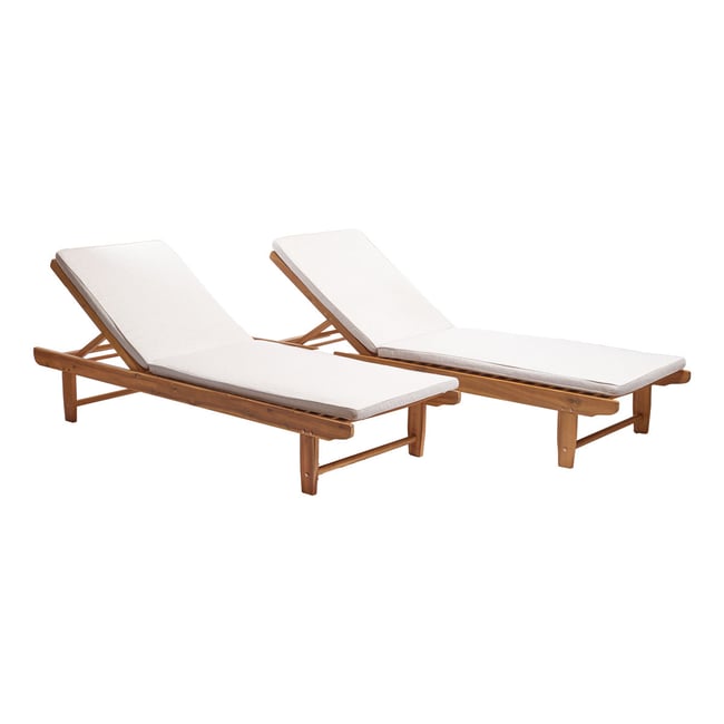 Lot de 2 bains de soleil en acacia massif  MILOS heather_light_grey <span itemprop=