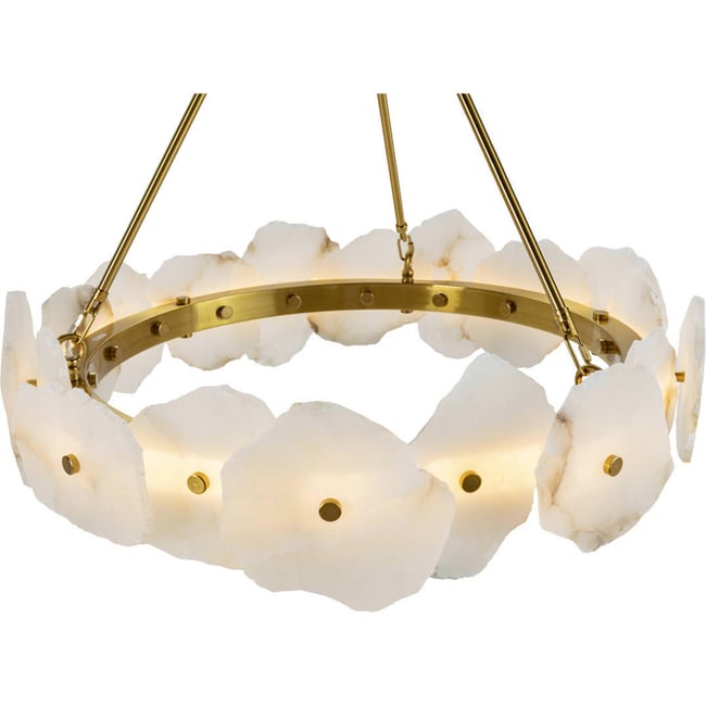 Suspension sculpturale en albâtre et métal Couleur naturel et doré <span itemprop=