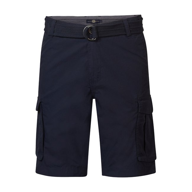 Cotton Cargo Shorts with Belt, navy blue, PETROL INDUSTRIES