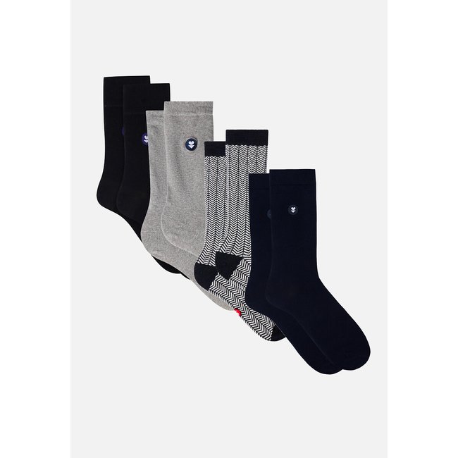 Lote de 4 calcetines marino+estampado+gris+negro <span itemprop=