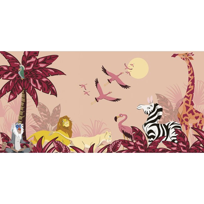 Papier peint Komar - Disney The Lion King Sunset - 500 x 250 cm Couleur rose <span itemprop=