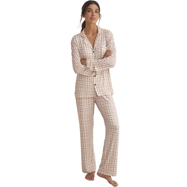 Pyjama pantalon chemise manches longues ETNICA rose <span itemprop=