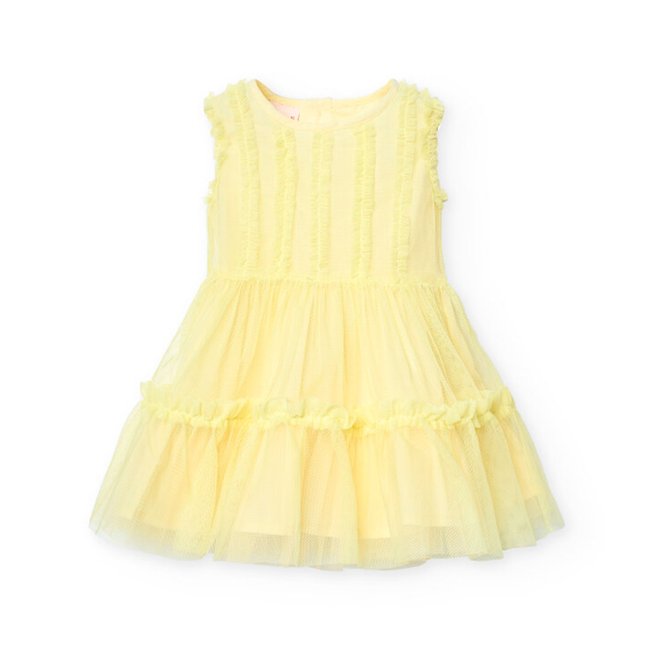 Robe en tulle sans manches jaune <span itemprop=