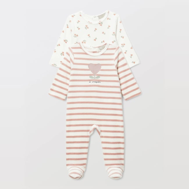 Lot de 2 dors-bien en velours en coton BIO GOTS misty <span itemprop=
