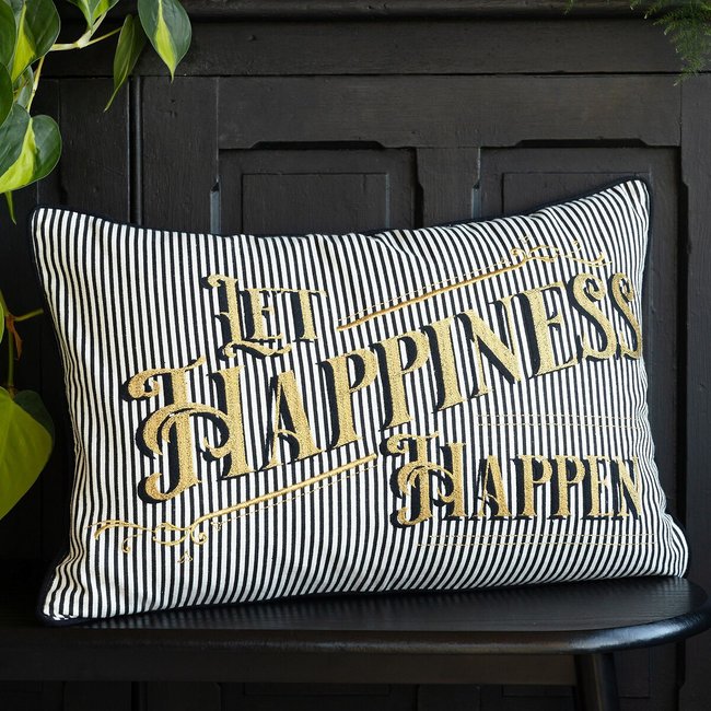 Happiness Filled Cushion, black, ROCKETT ST GEORGE