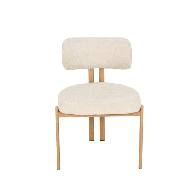 Chaise de salle à manger en tissu avec piètement finition chêne Gleen (lot de 2) Couleur crème / ivoire <span itemprop=