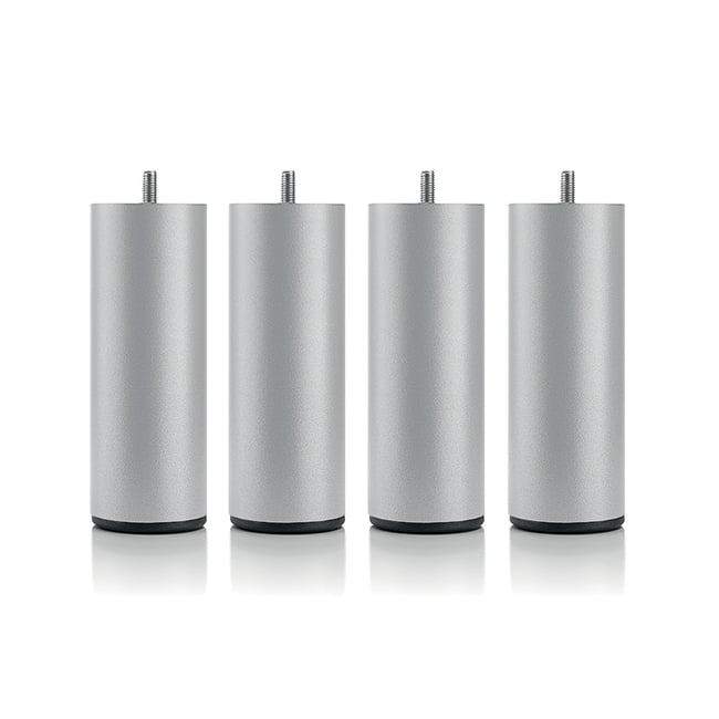 Jeu de pieds de lit cylindriques en métal (lot de 4) Couleur gris <span itemprop=