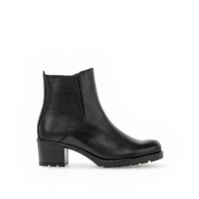 Bottines en cuir lisse à talon décroché noir lisse <span itemprop=