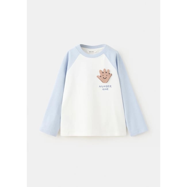 T-shirt raglan contrastant bleu ciel <span itemprop=