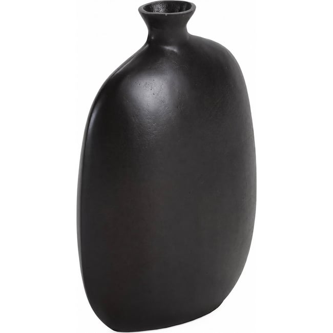 Vase sculptural en métal, Silhouette galbée Couleur bronze noirâtre <span itemprop=