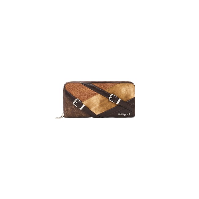 Grand porte-monnaie à fermoirs marron <span itemprop=