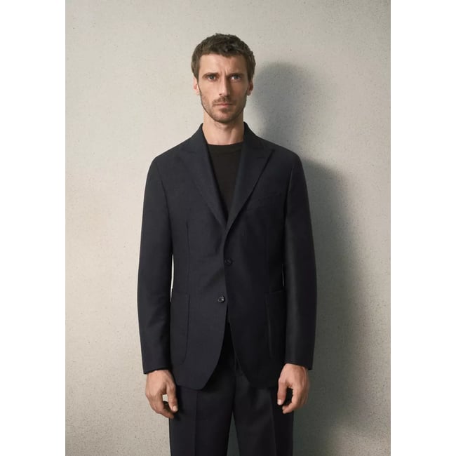 Blazer de costume en flanelle ajusté gris anthracite <span itemprop=