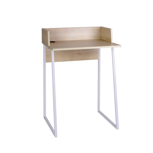 Bureau en placard et métal, ESSENTIAL Couleur chêne clair-blanc <span itemprop=