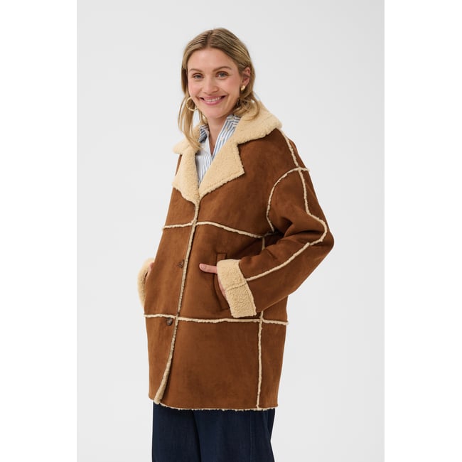 Manteau marron leather brown <span itemprop=