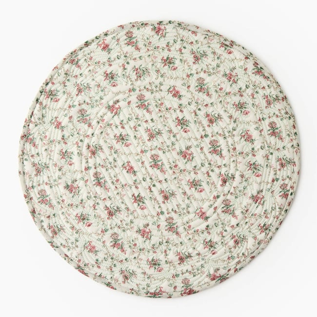 Set de table, D38 cm, en coton vert glace <span itemprop=