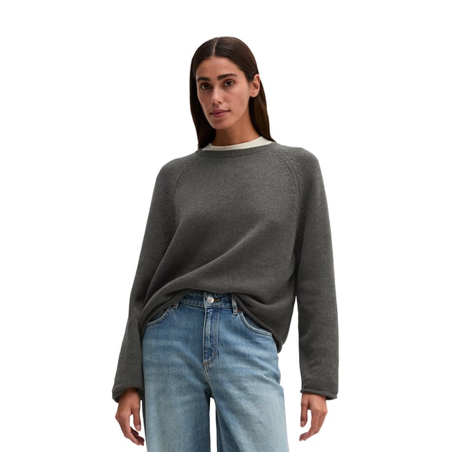 Pull à col rond, coupe classique en coton biologique épais - MARC O'POLO