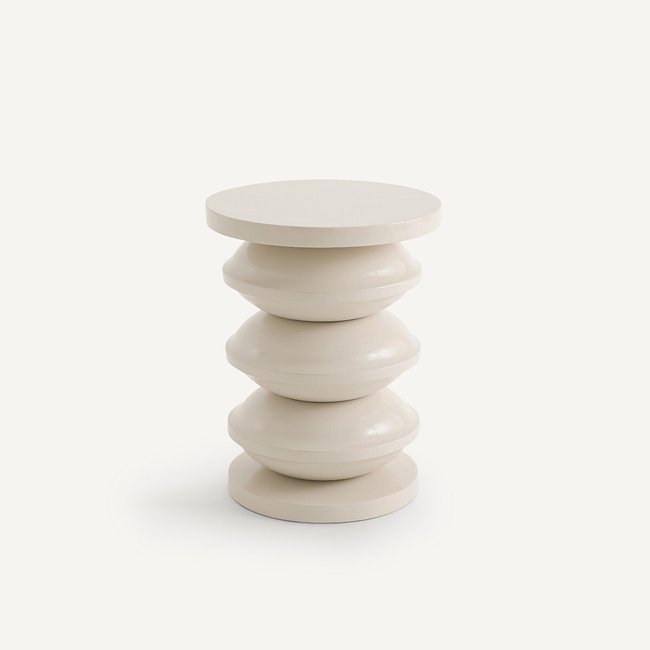 Thilde Glossy Finish Mango Wood Side Table sandy beige AM.PM