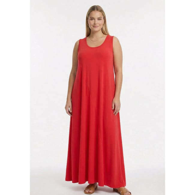 Robe sans manches rouge clair <span itemprop=