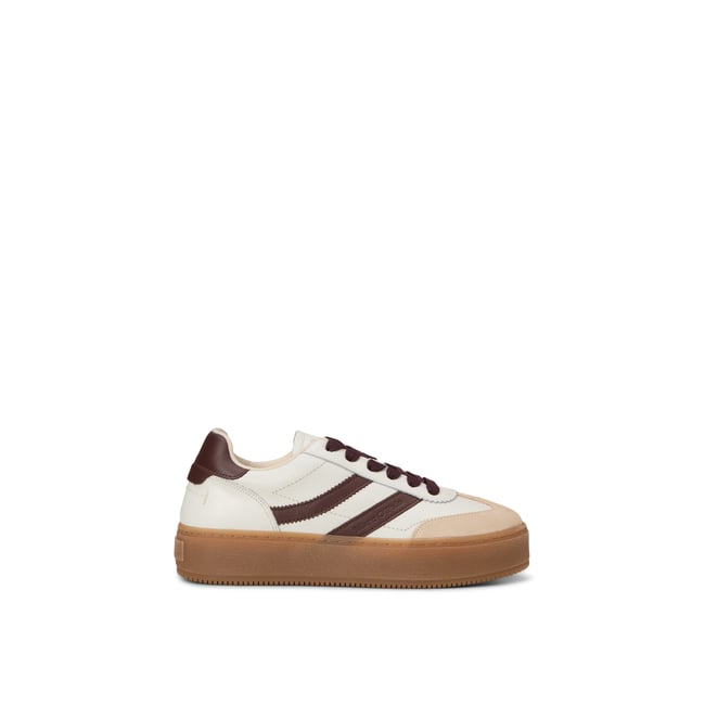 Modèle de baskets Edith en cuir de vachette de haute qualité blanc naturel <span itemprop=