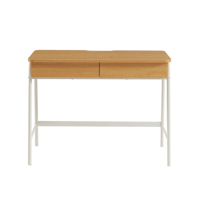 Bureau 2 tiroirs  ESRA Couleur blanc et effet chêne <span itemprop=