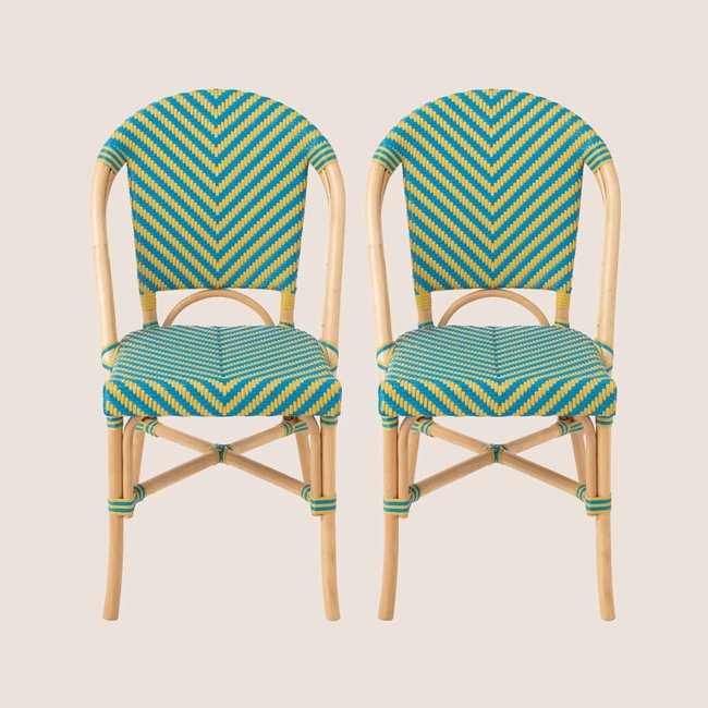Chaises bistrot tressées (lot de 2) - MONTMARTRE jaune <span itemprop=