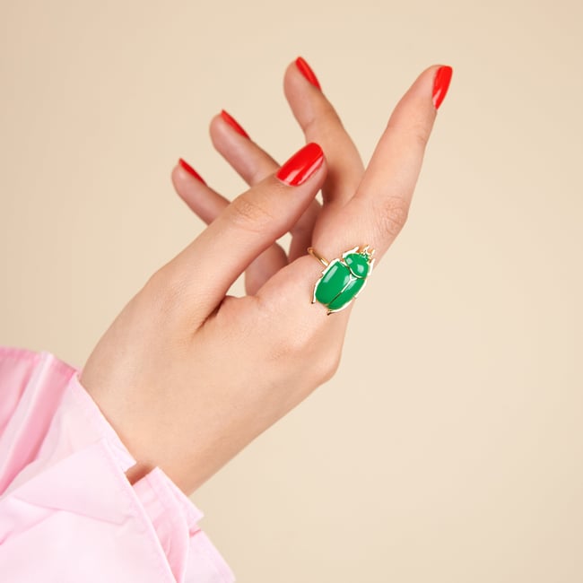 Bague SCARABÉE vert <span itemprop=