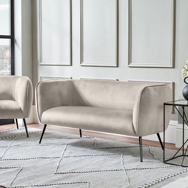 Luxe Velvet 2 Seater Accent Sofa with Black or Gold Legs - SO'HOME